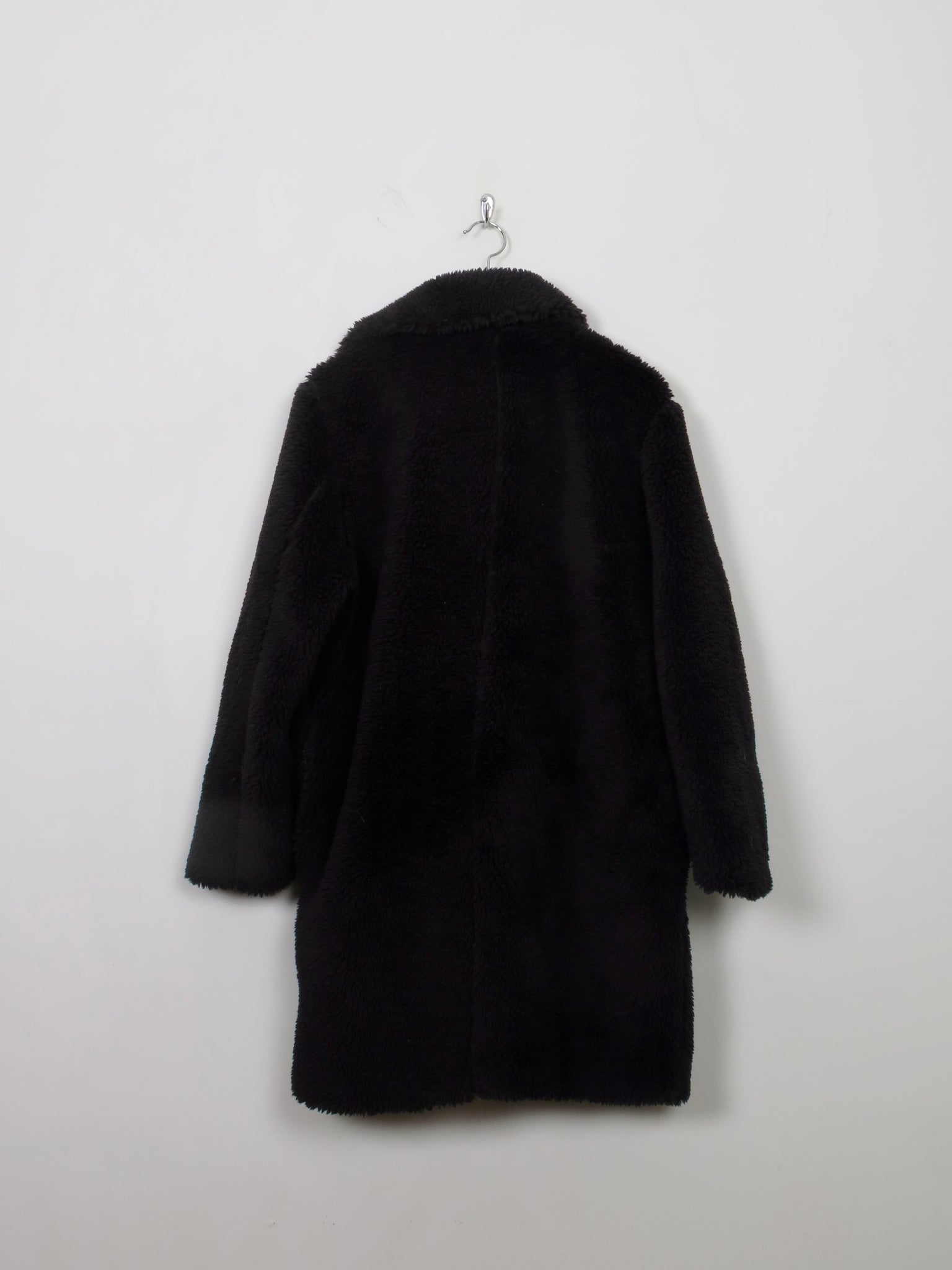 Women's Vintage Black Teddy Faux Fur Short Coat L