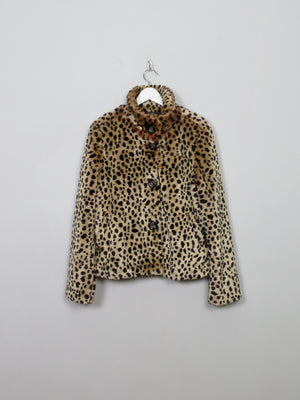 Women's Vintage Leopard Print Faux Fur Jacket S/M