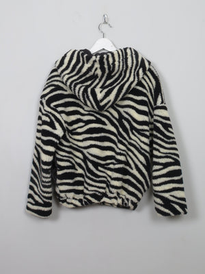 Women's Vintage Zebra Print Faux Fur With Hood S