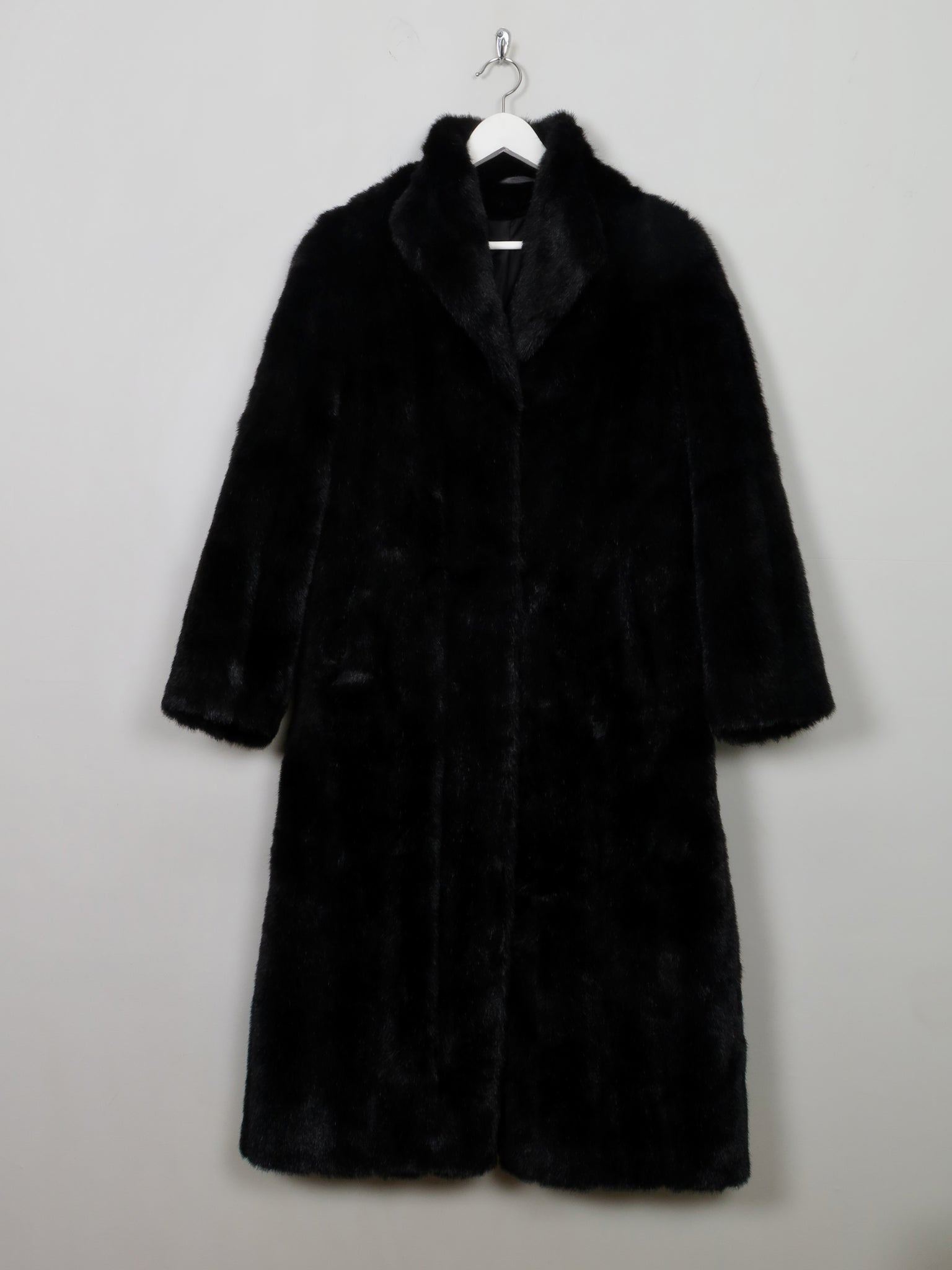 Women's Vintage Black Faux Fur Coat S/M