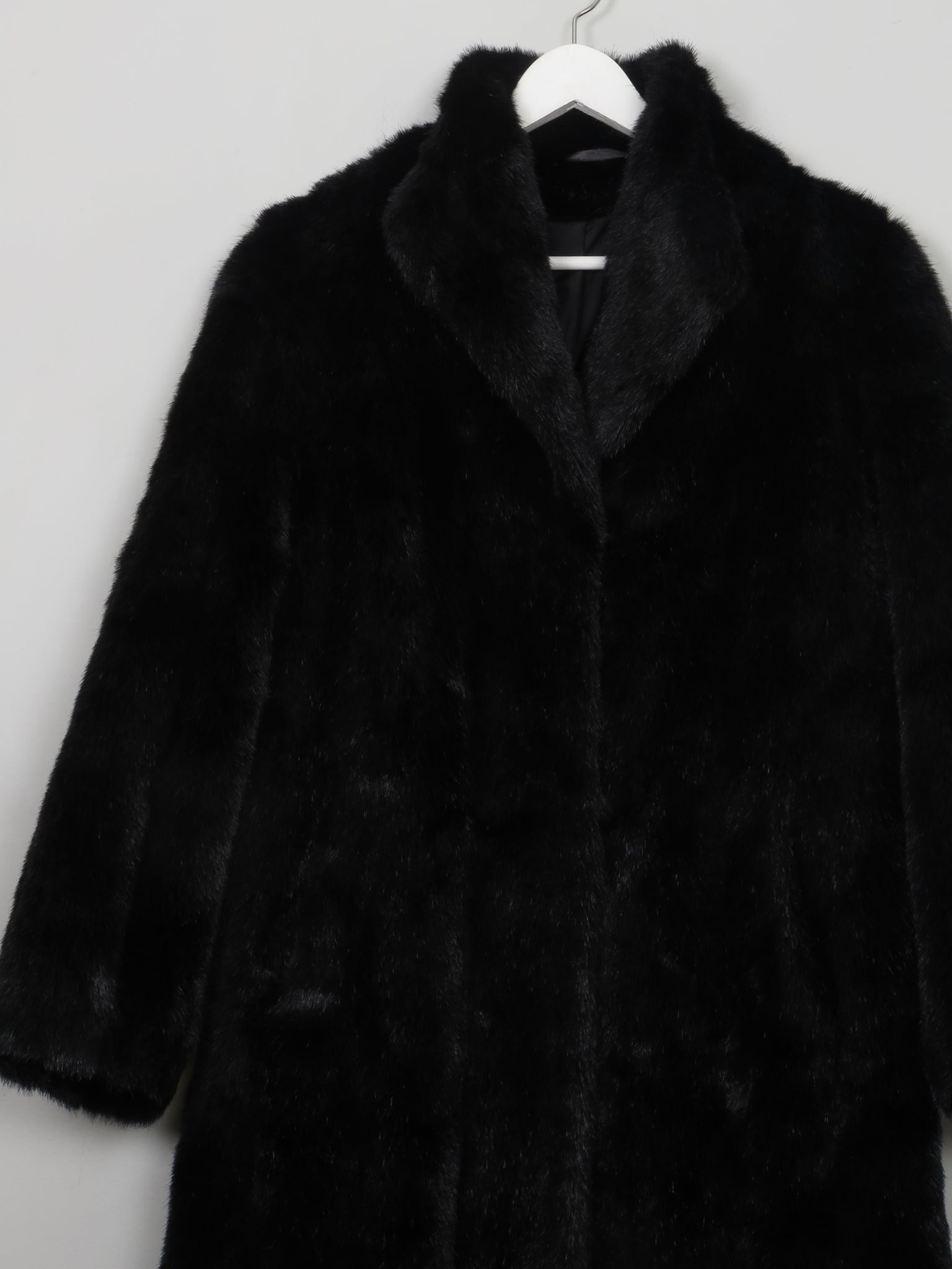 Women's Vintage Black Faux Fur Coat S/M