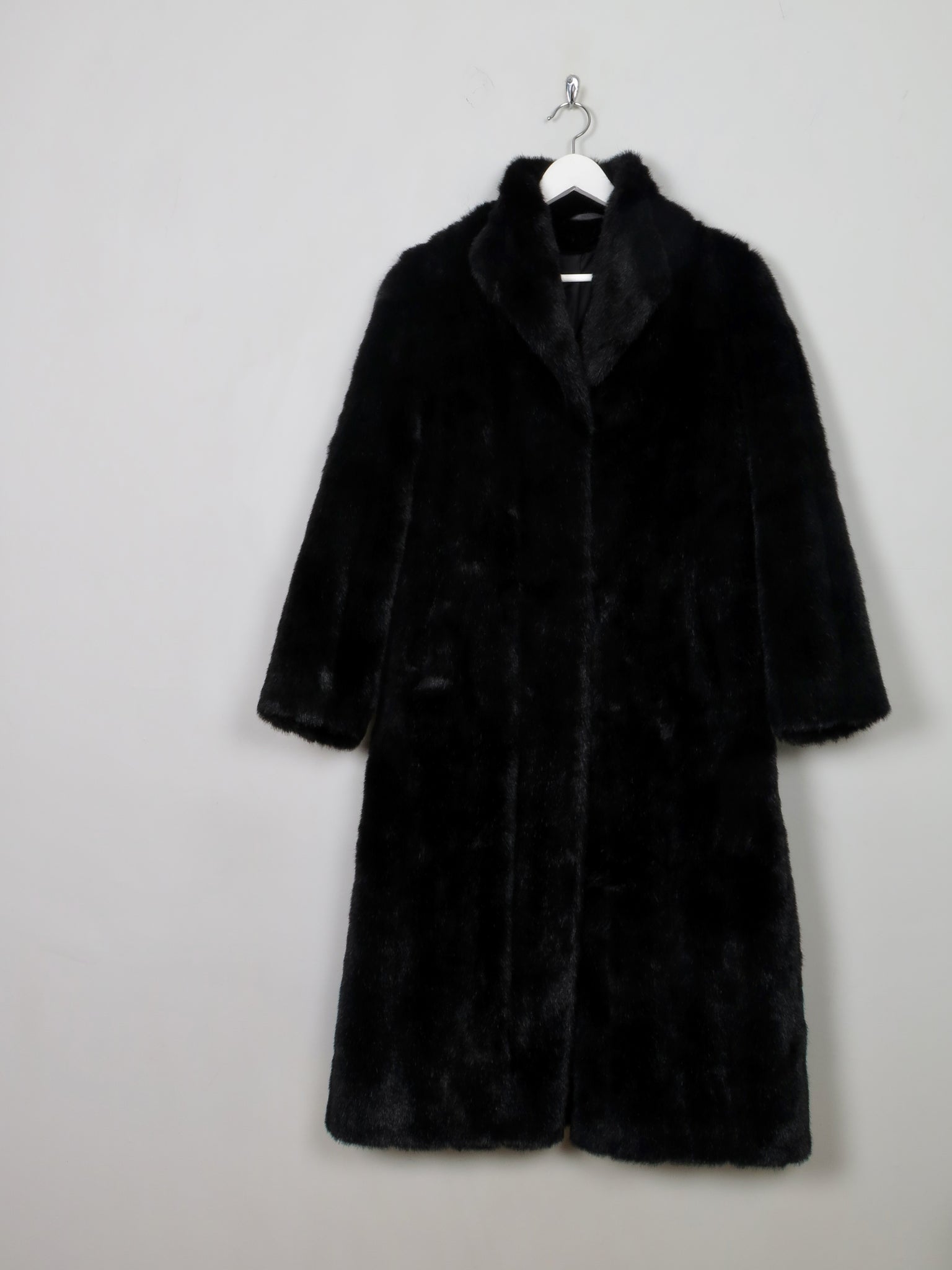 Women's Vintage Black Faux Fur Coat S/M