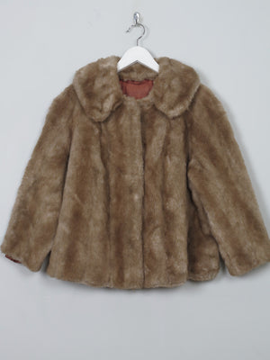 Women's Vintage Light Brown Faux Fur Cape Jacket S/M