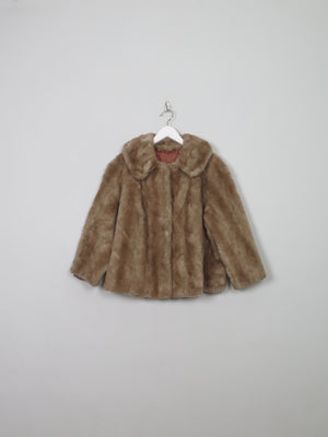 Women's Vintage Light Brown Faux Fur Cape Jacket S/M