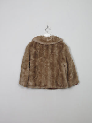 Women's Vintage Light Brown Faux Fur Cape Jacket S/M