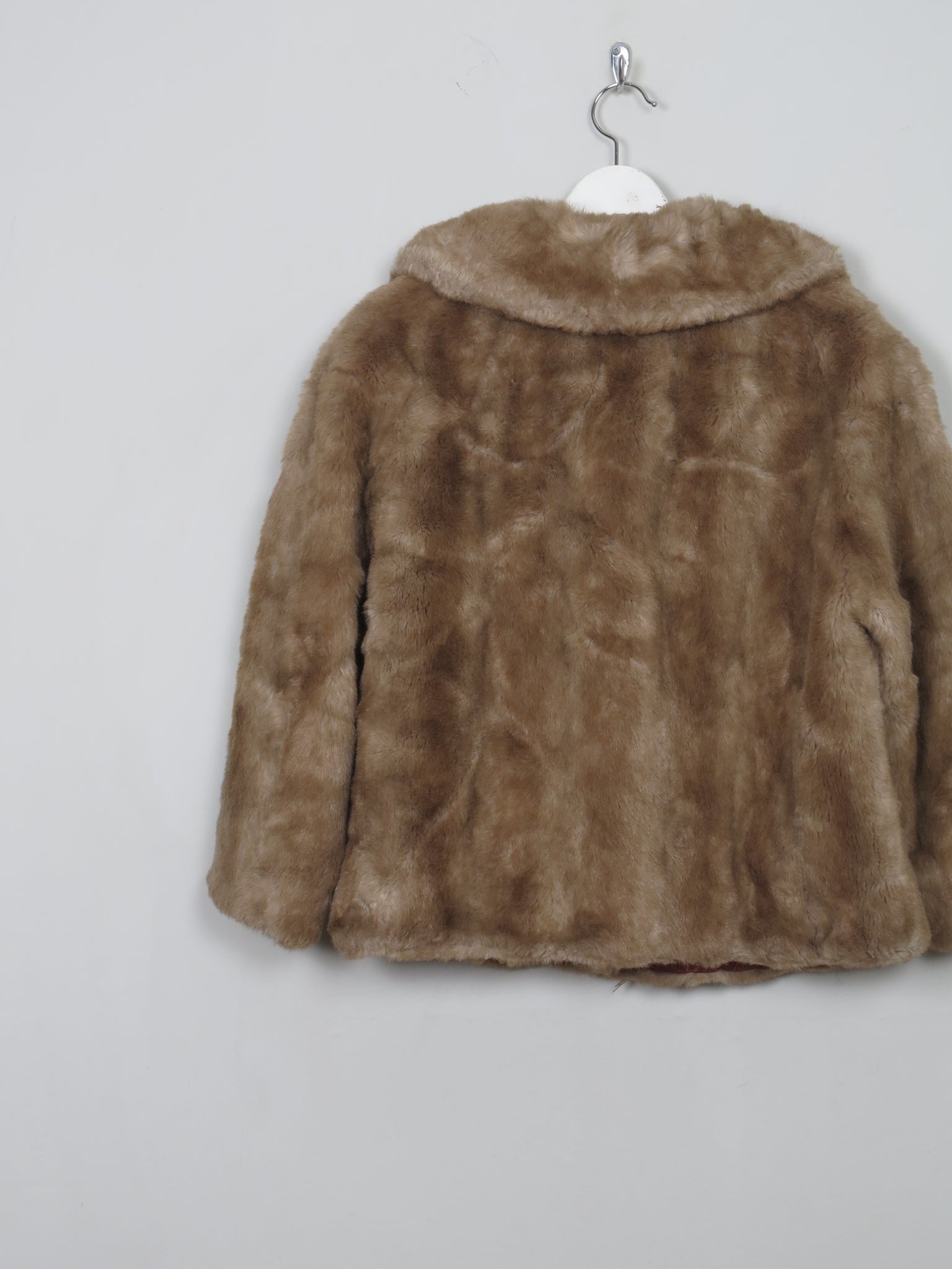 Women's Vintage Light Brown Faux Fur Cape Jacket S/M