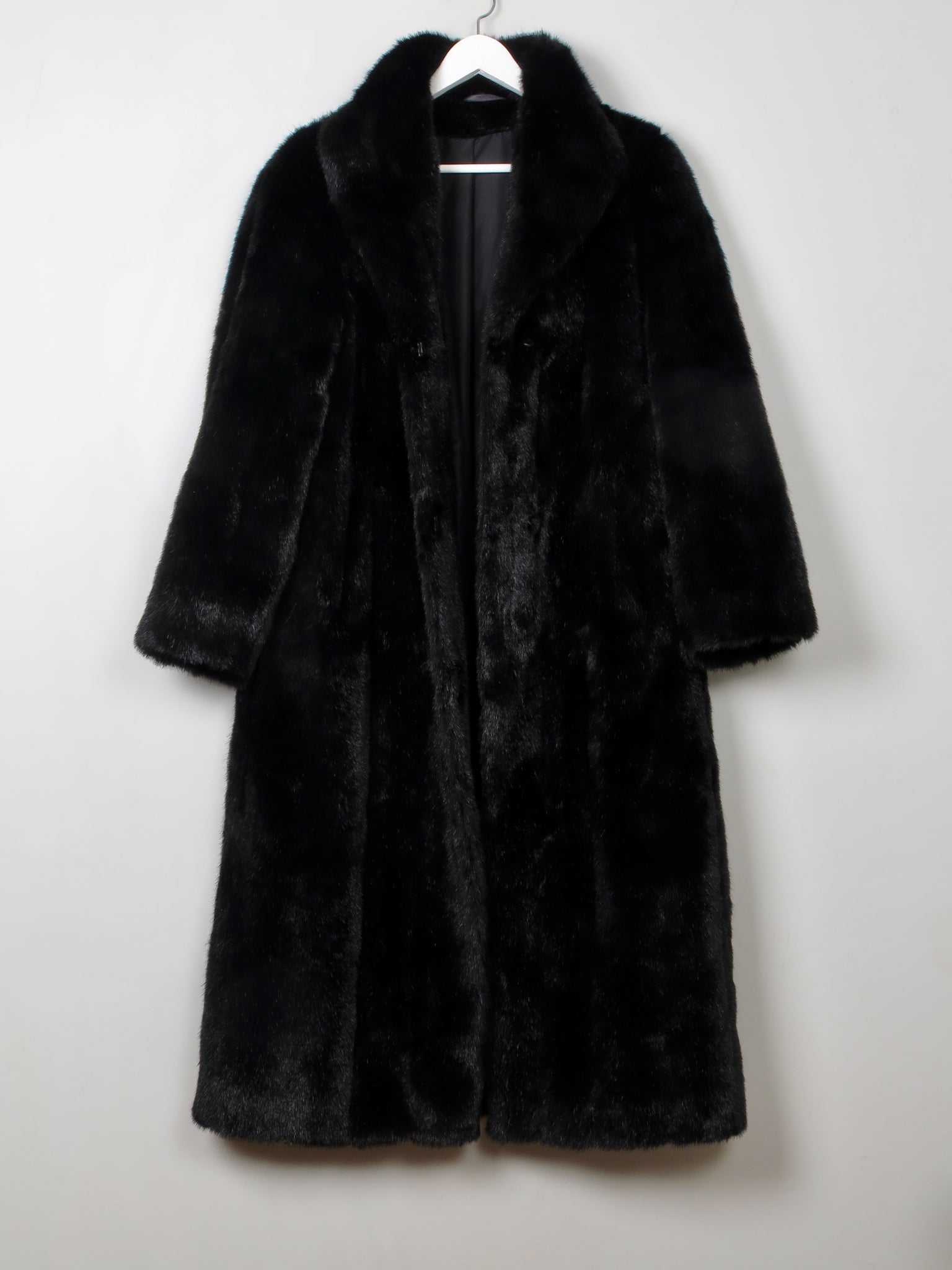 Women's Vintage Black Faux Fur Coat S/M