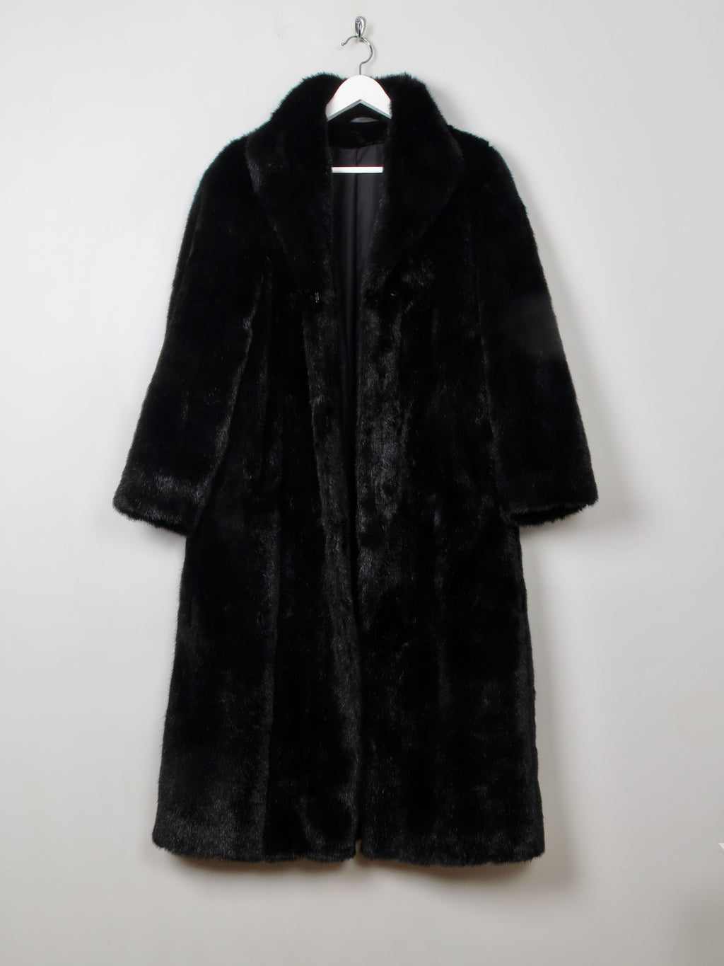 Women's Vintage Black Faux Fur Coat S/M