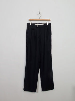 Vintage Navy Wool Trousers 29"W - The Harlequin