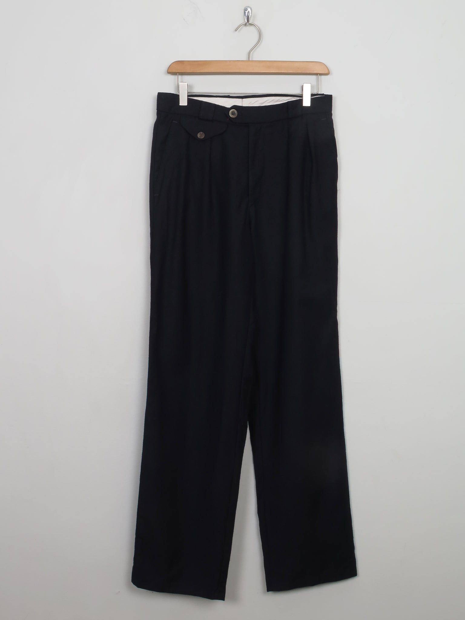 Vintage Navy Wool Trousers 29"W - The Harlequin