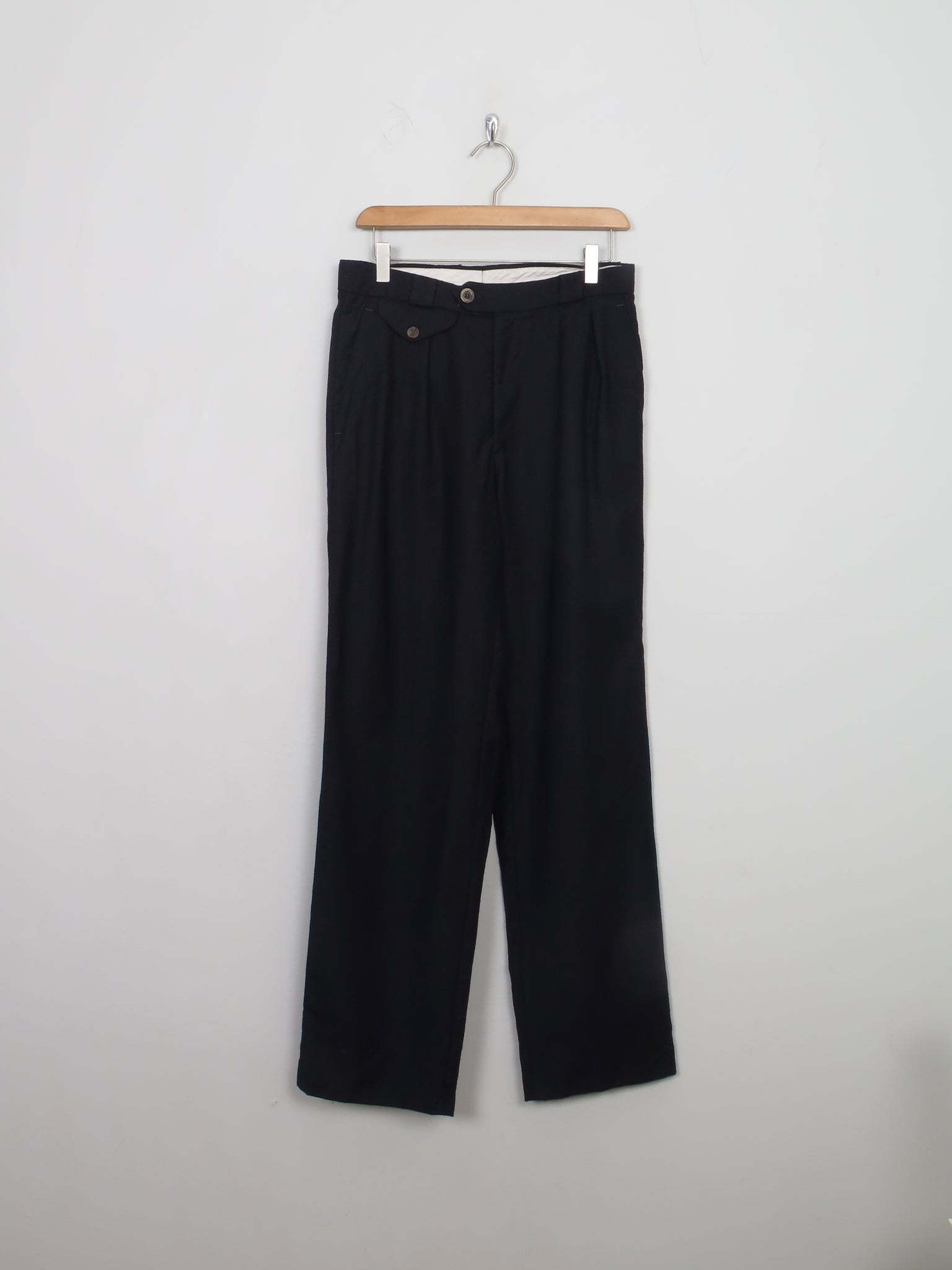 Vintage Navy Wool Trousers 29"W - The Harlequin