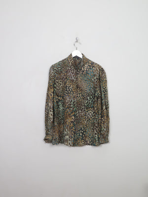 Women's Vintage Green Silk Printed Blouse L - The Harlequin