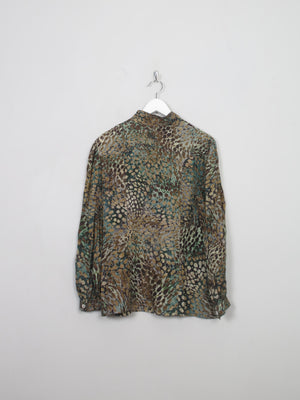 Women's Vintage Green Silk Printed Blouse L - The Harlequin