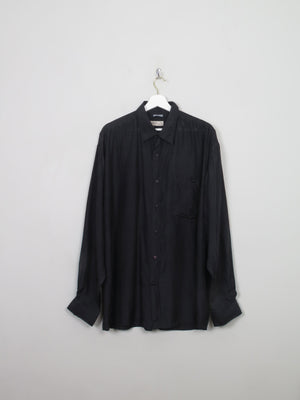 Men's Vintage Black Silk Shirt XL - The Harlequin