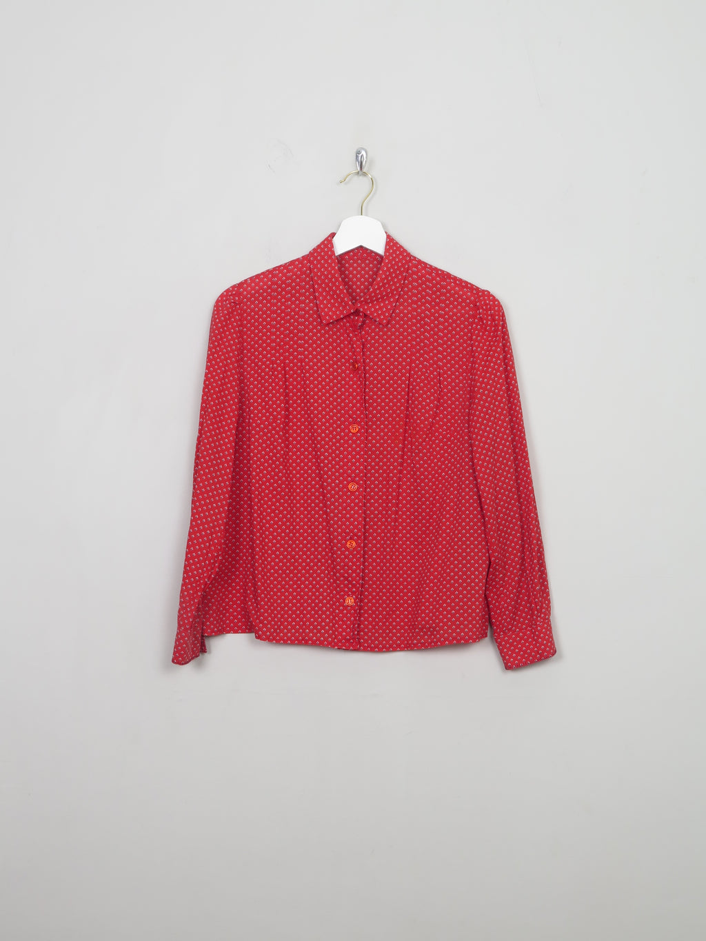 Women's Vintage Red Patterned Austrian Blouse S/M