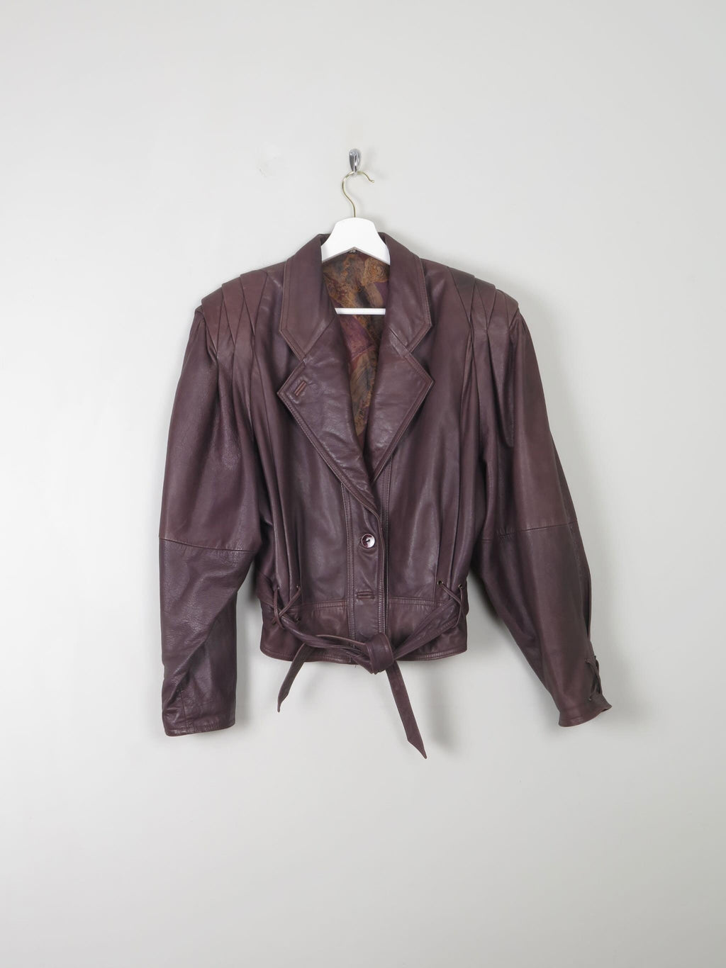 Women's Vintage Cropped Leather Jacket Plum S/M - The Harlequin