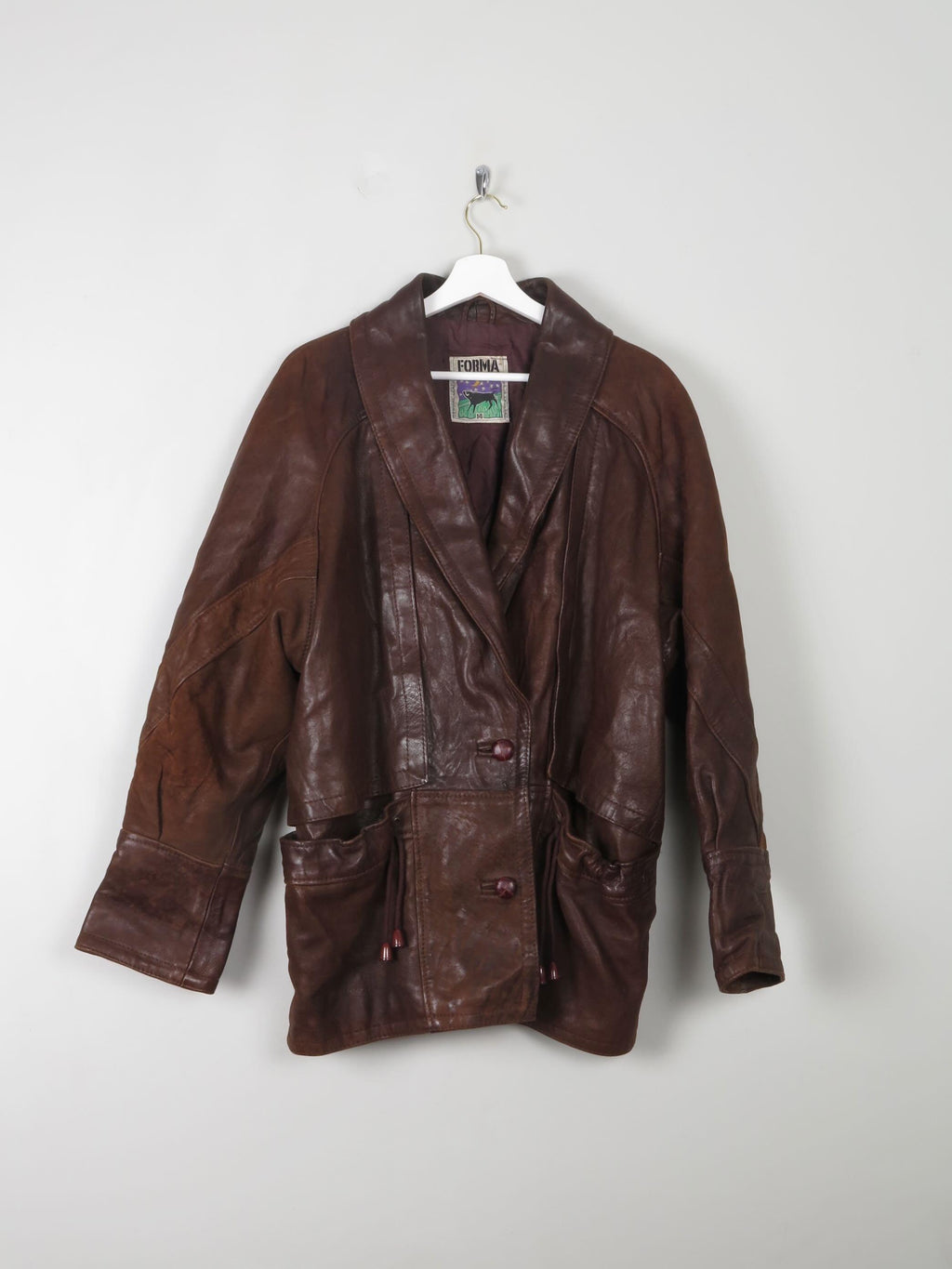 Women's Vintage Brown Long Leather Jacket M/L - The Harlequin