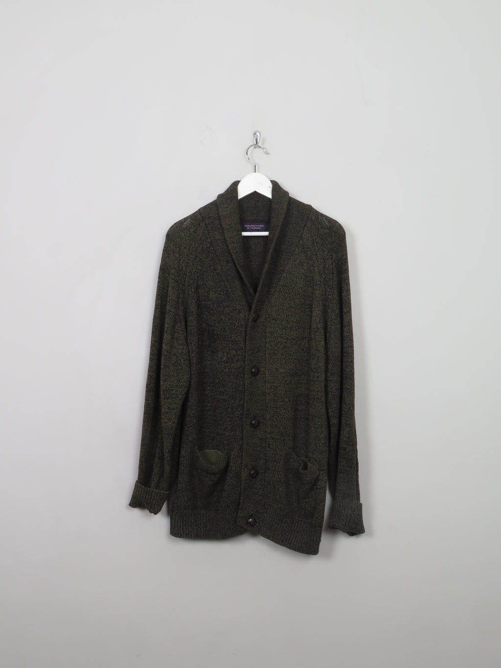 Men's Vintage Green Cardigan With Collar XL