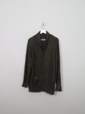 Men's Vintage Green Cardigan With Collar XL - The Harlequin