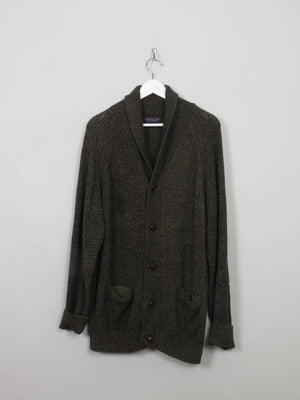 Men's Vintage Green Cardigan With Collar XL - The Harlequin