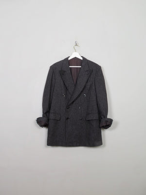 Men's Vintage Grey Striped 70s Wool Jacket 42" - The Harlequin