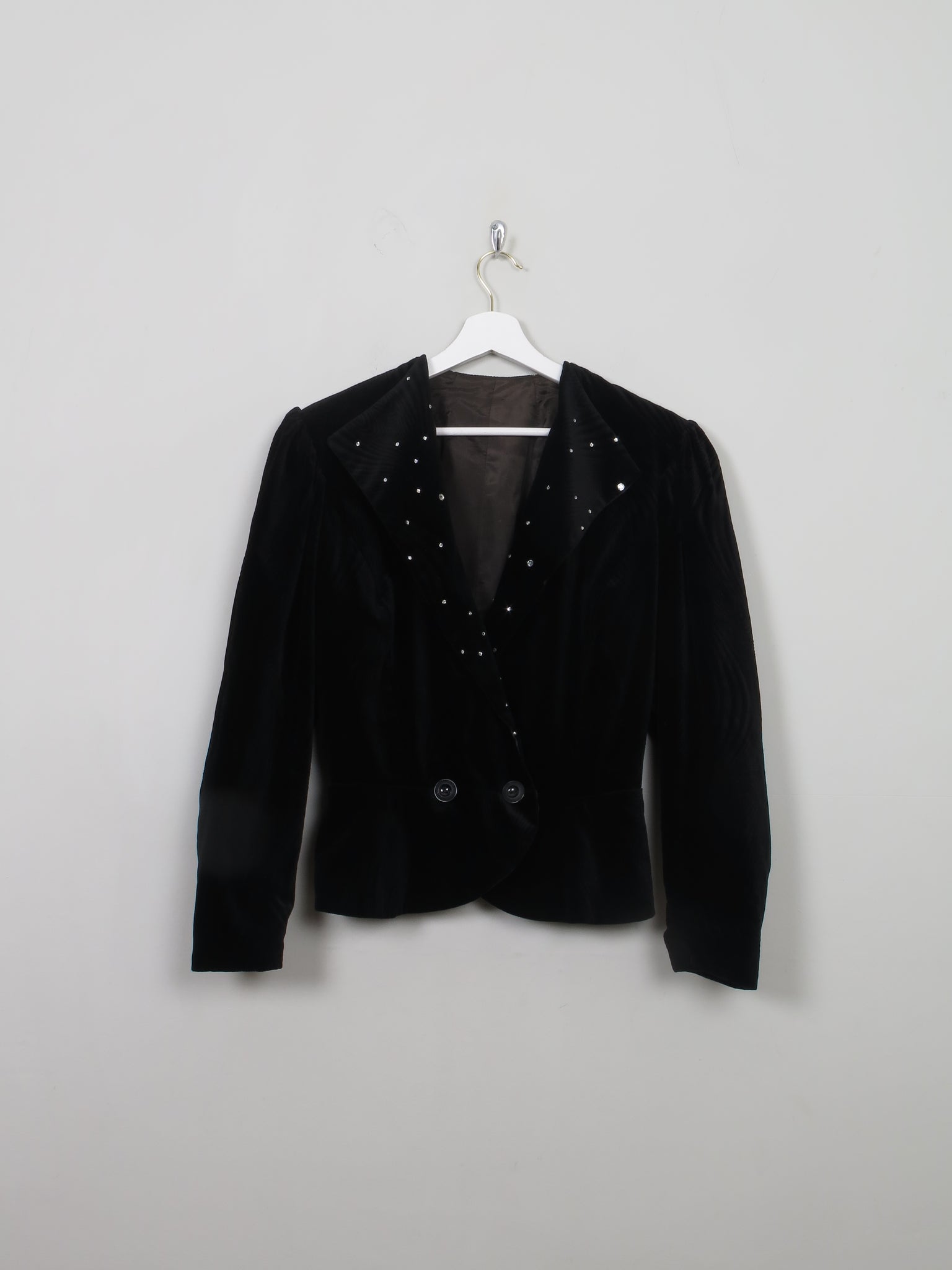 Womren's Vintage Black Velvet Jacket S - The Harlequin