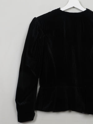 Womren's Vintage Black Velvet Jacket S - The Harlequin