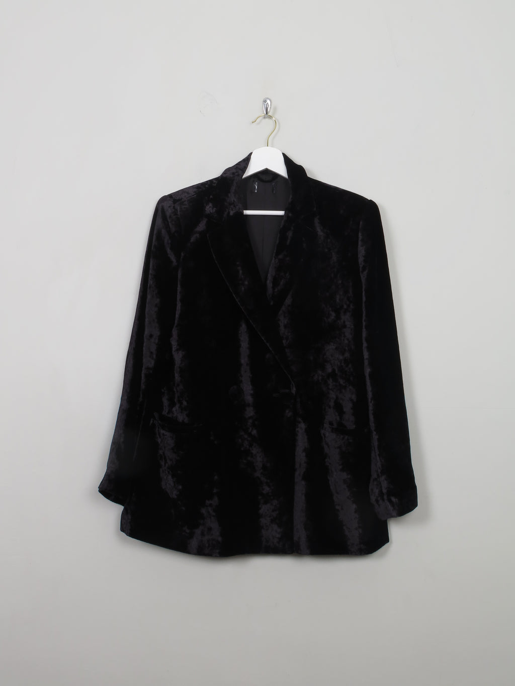 Women's Vintage Black Velvet Jacket L