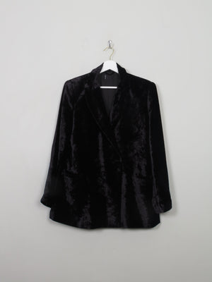 Women's Vintage Black Velvet Jacket L - The Harlequin