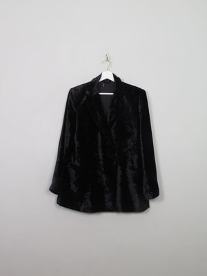 Women's Vintage Black Velvet Jacket L - The Harlequin