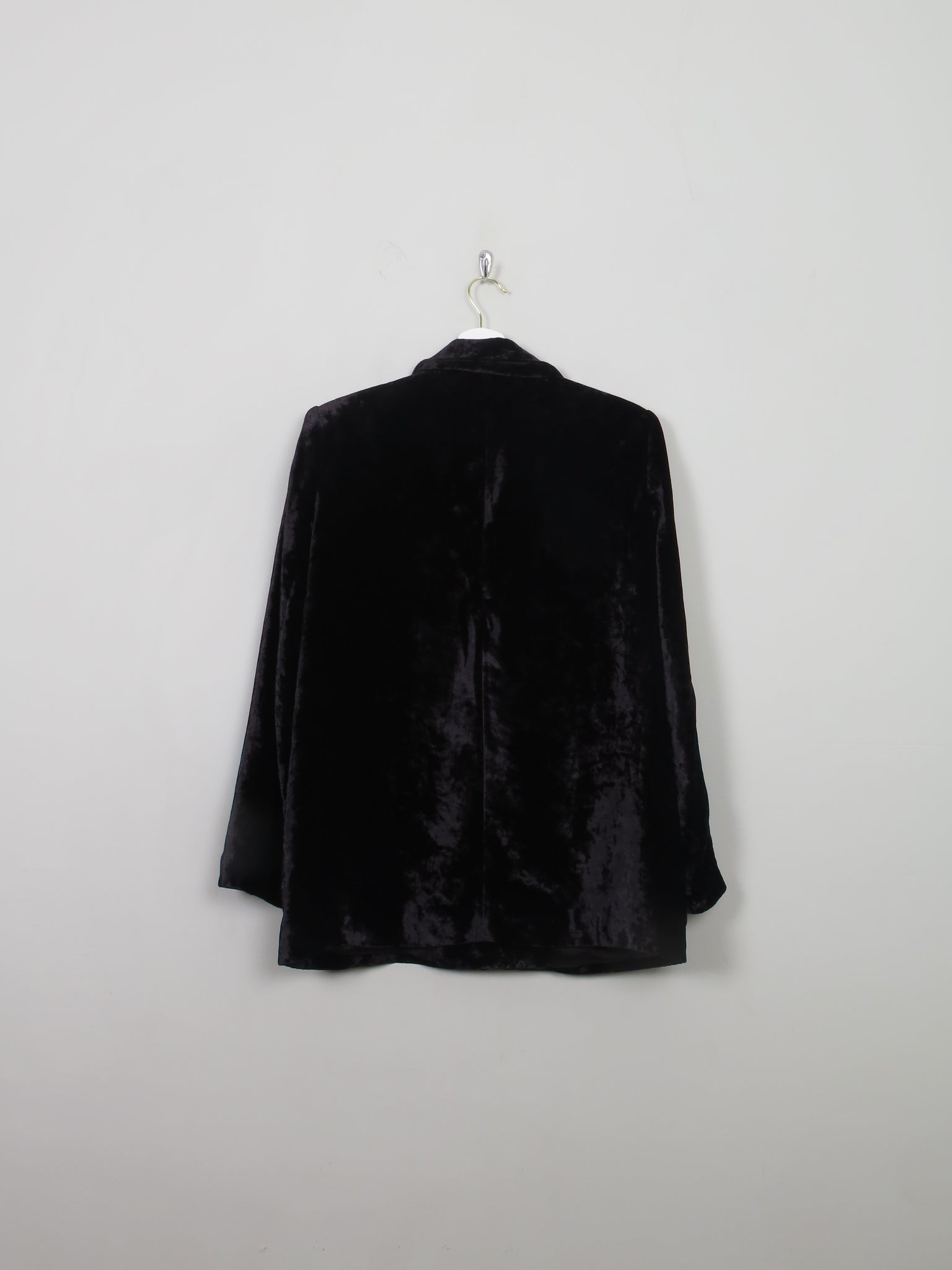 Women's Vintage Black Velvet Jacket L - The Harlequin