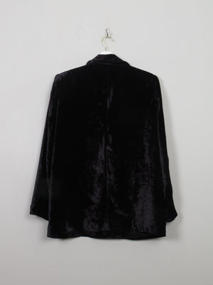 Women's Vintage Black Velvet Jacket L - The Harlequin