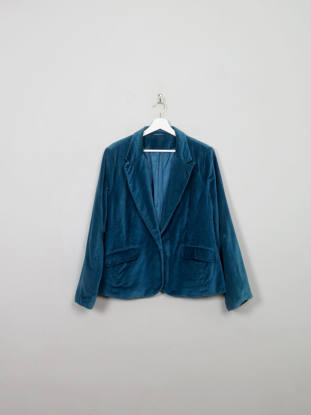 Women's Vintage Turquoise Velvet Jacket L