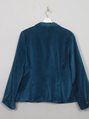 Women's Vintage Turquoise Velvet Jacket L - The Harlequin