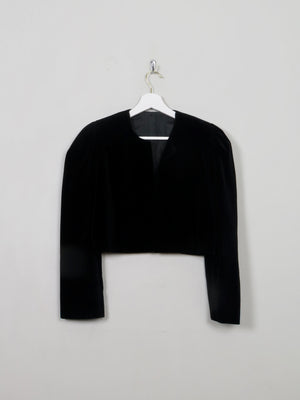 Women's Vintage Black Velvet Bolero Jacket S - The Harlequin