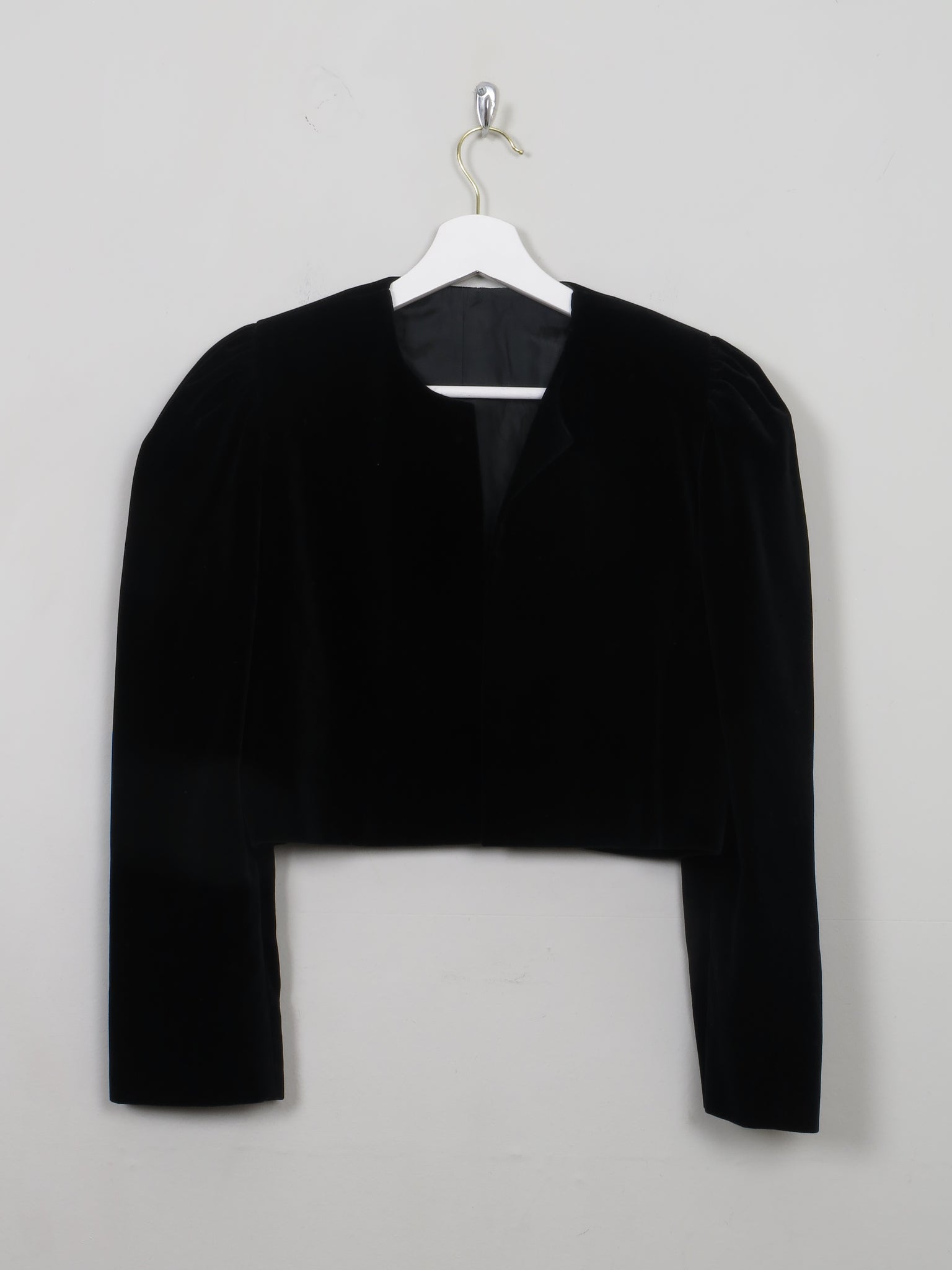 Women's Vintage Black Velvet Bolero Jacket S - The Harlequin