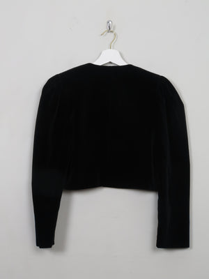 Women's Vintage Black Velvet Bolero Jacket S - The Harlequin