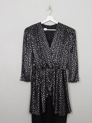 Vintage 1980s Silver & Black Dress S/M - The Harlequin