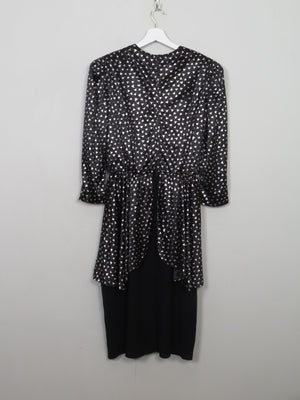 Vintage 1980s Silver & Black Dress S/M - The Harlequin