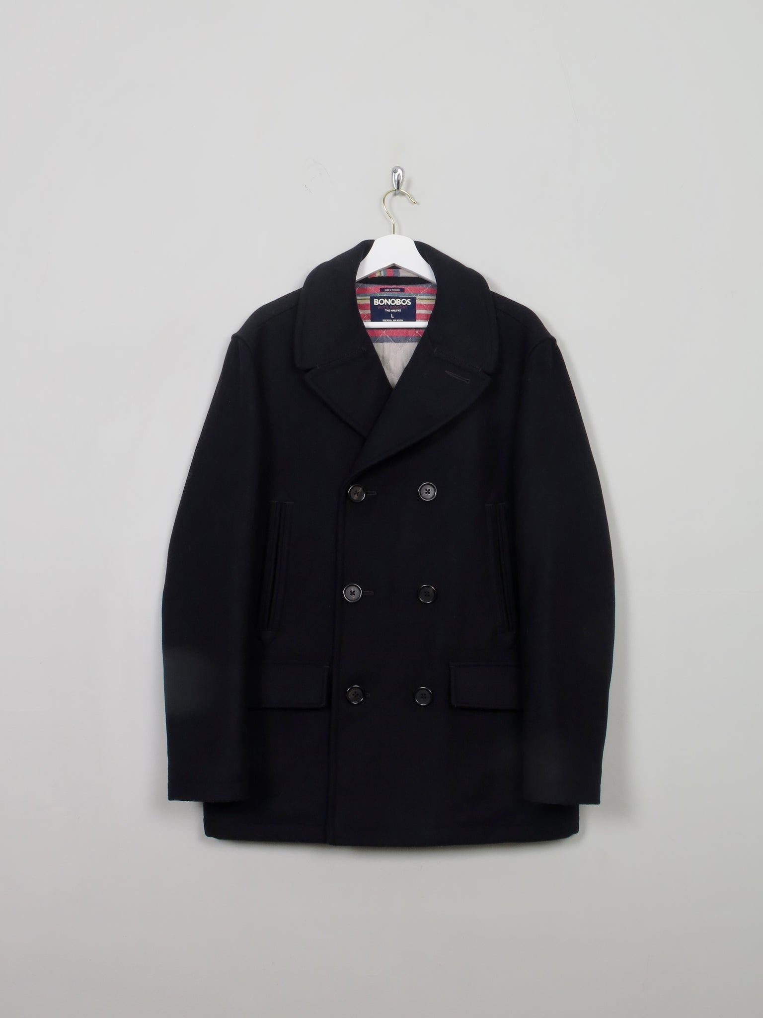 Men's Vintage Style  Navy Bonobos Peacoat L