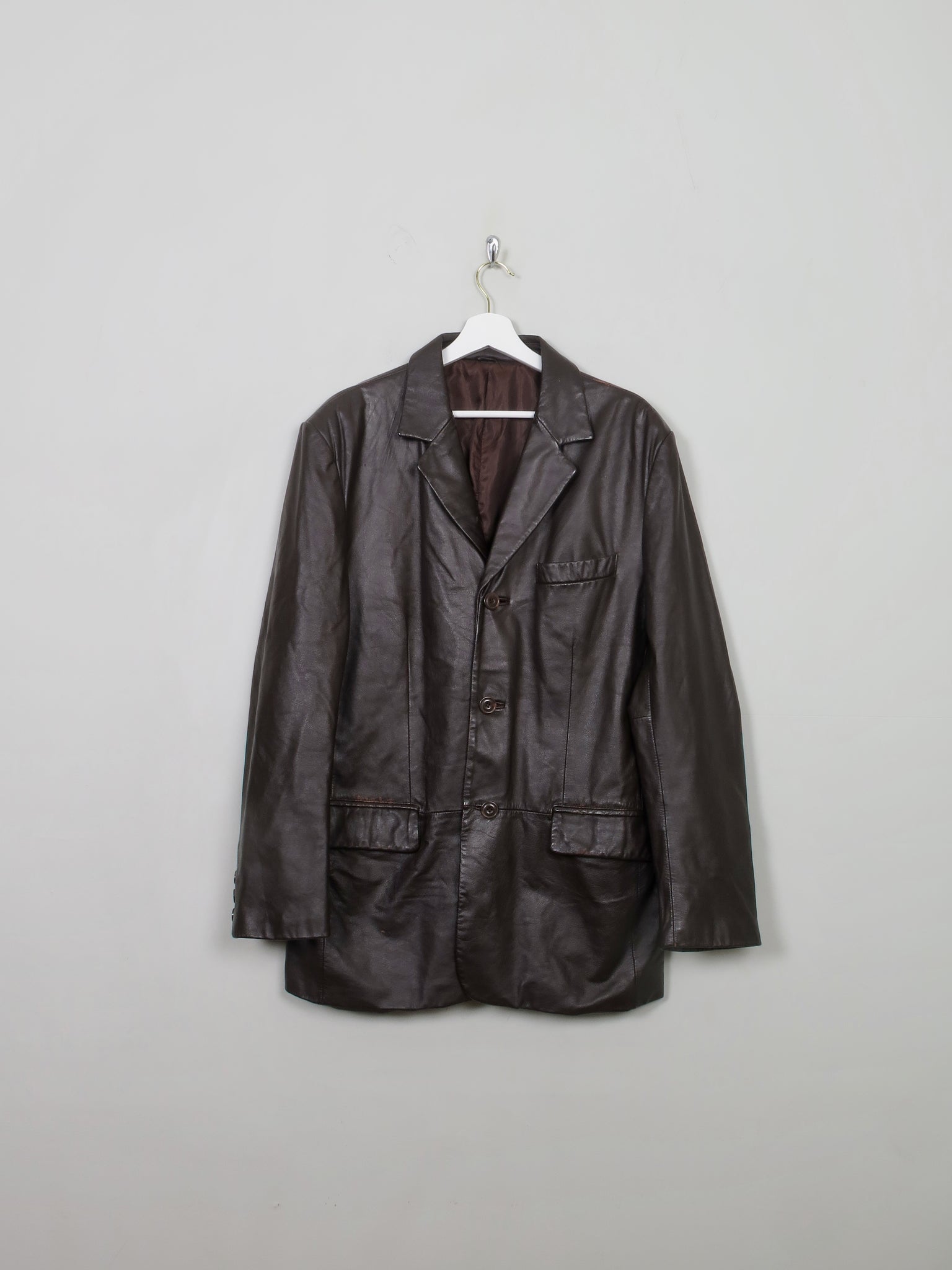 Men's Vintage Brown Leather Jacket Tailored L/42