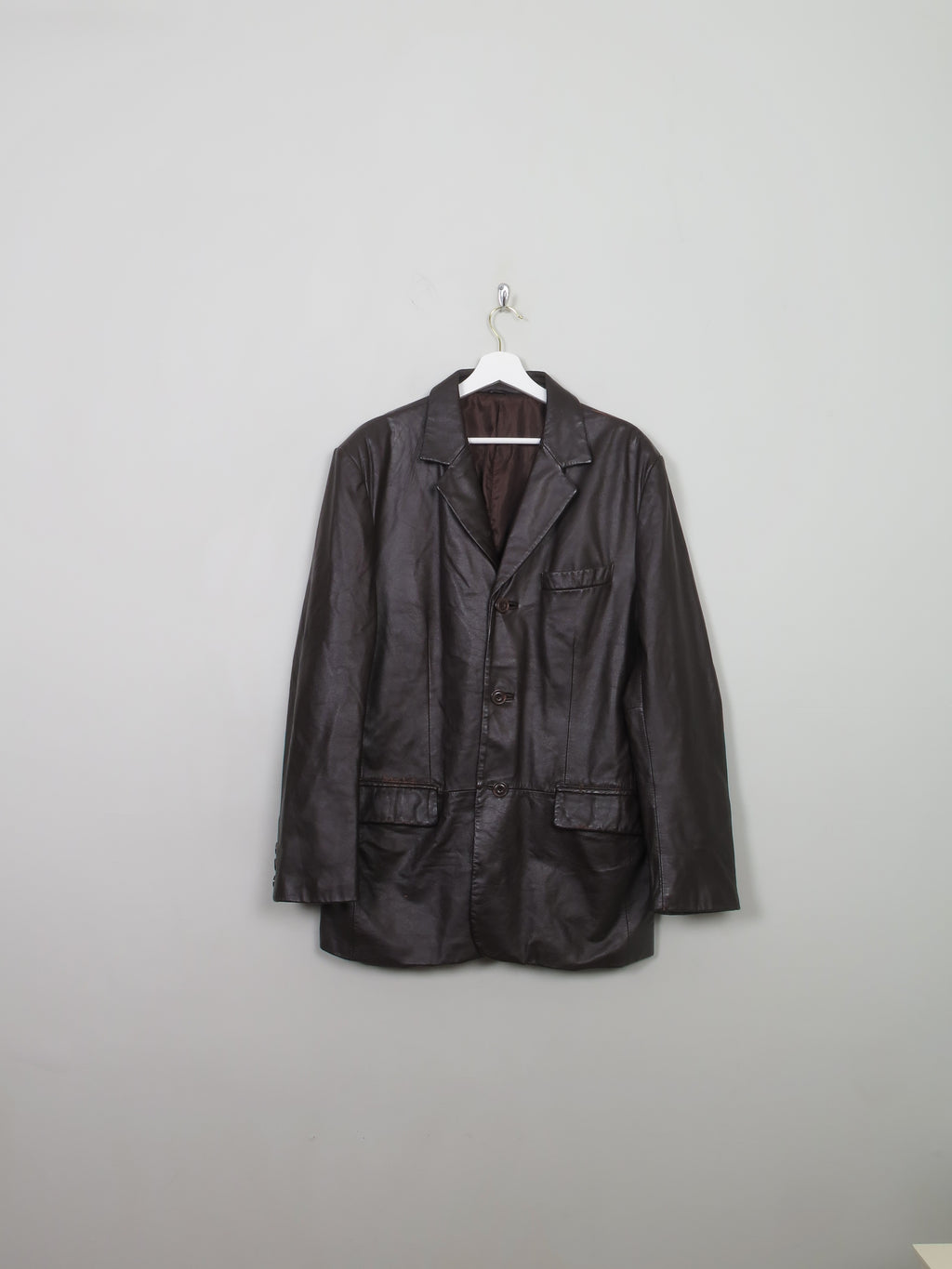 Men's Vintage Brown Leather Jacket Tailored L/42 - The Harlequin