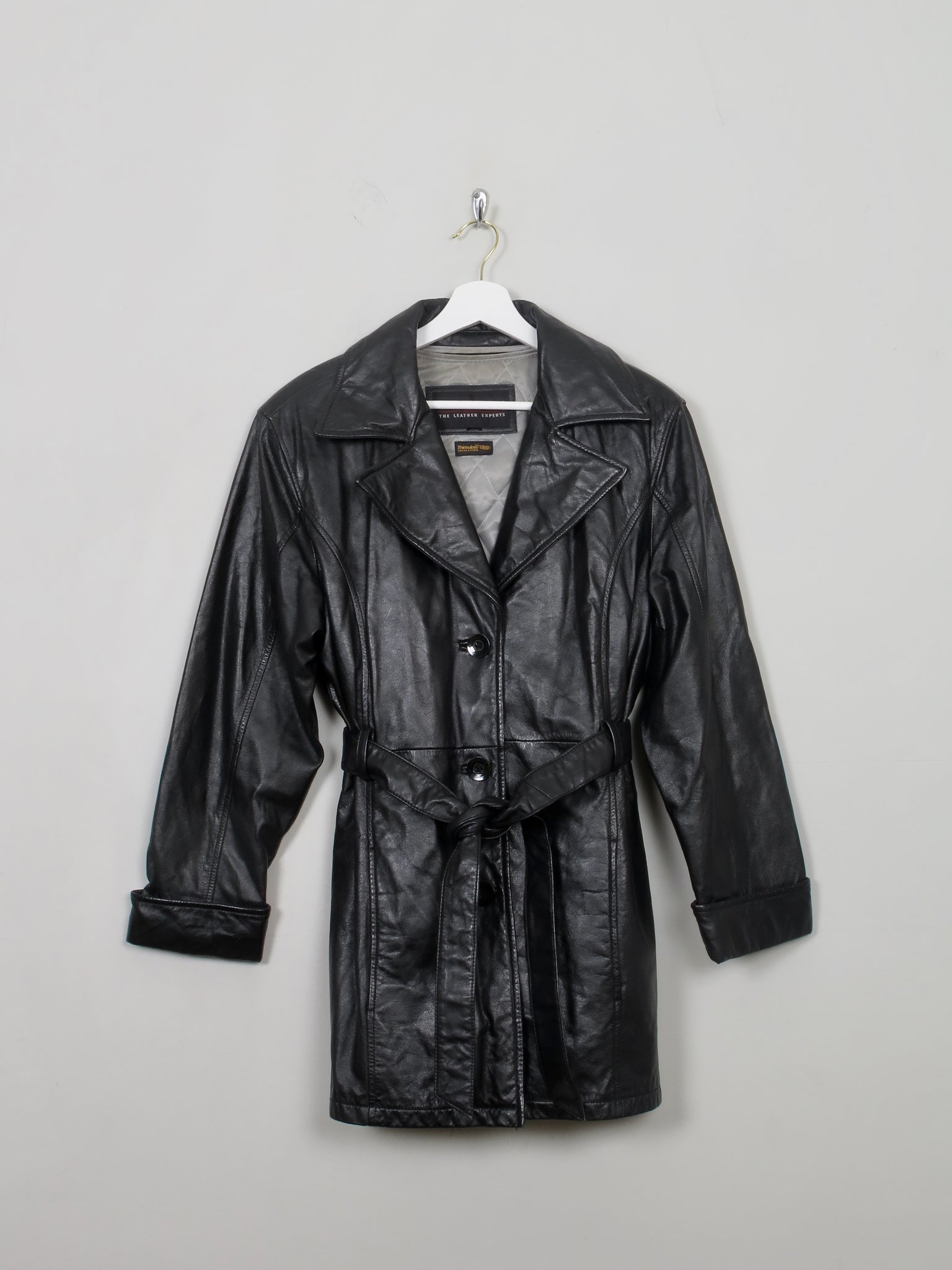 Women's Vintage Black Leather Short Coat S/M