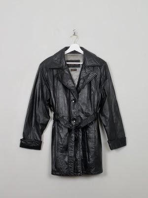 Women's Vintage Black Leather Short Coat S/M