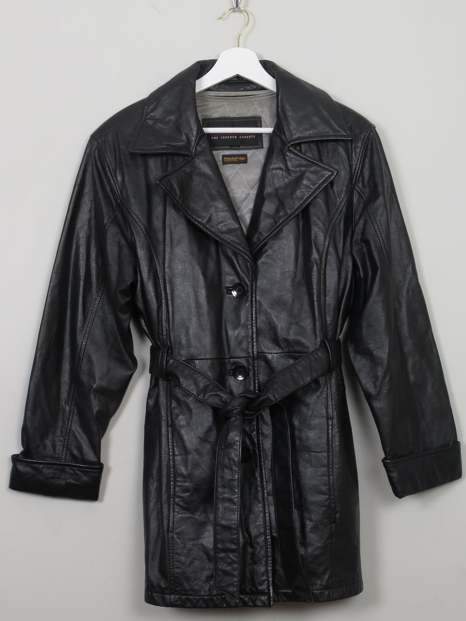 Women's Vintage Black Leather Short Coat S/M