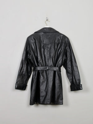 Women's Vintage Black Leather Short Coat S/M