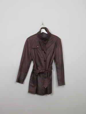 Women's Vintage Soft Brown Leather Belted Short Coat S/M