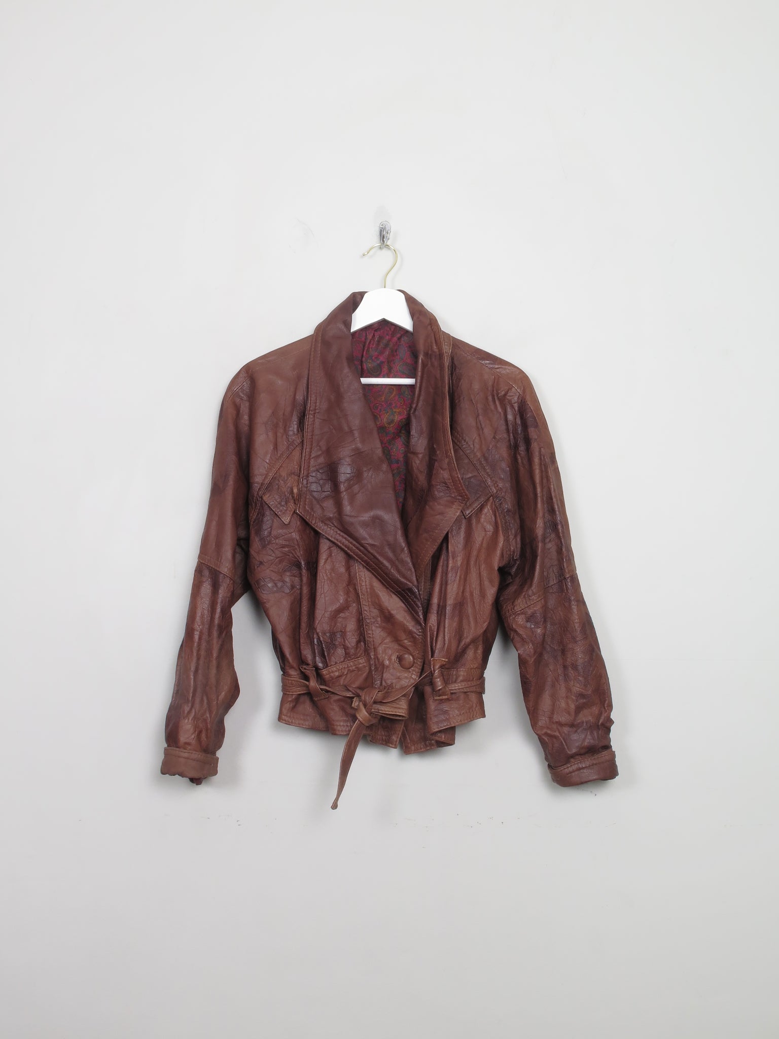 Women's Vintage Brown Leather 80's Jacket XS/S