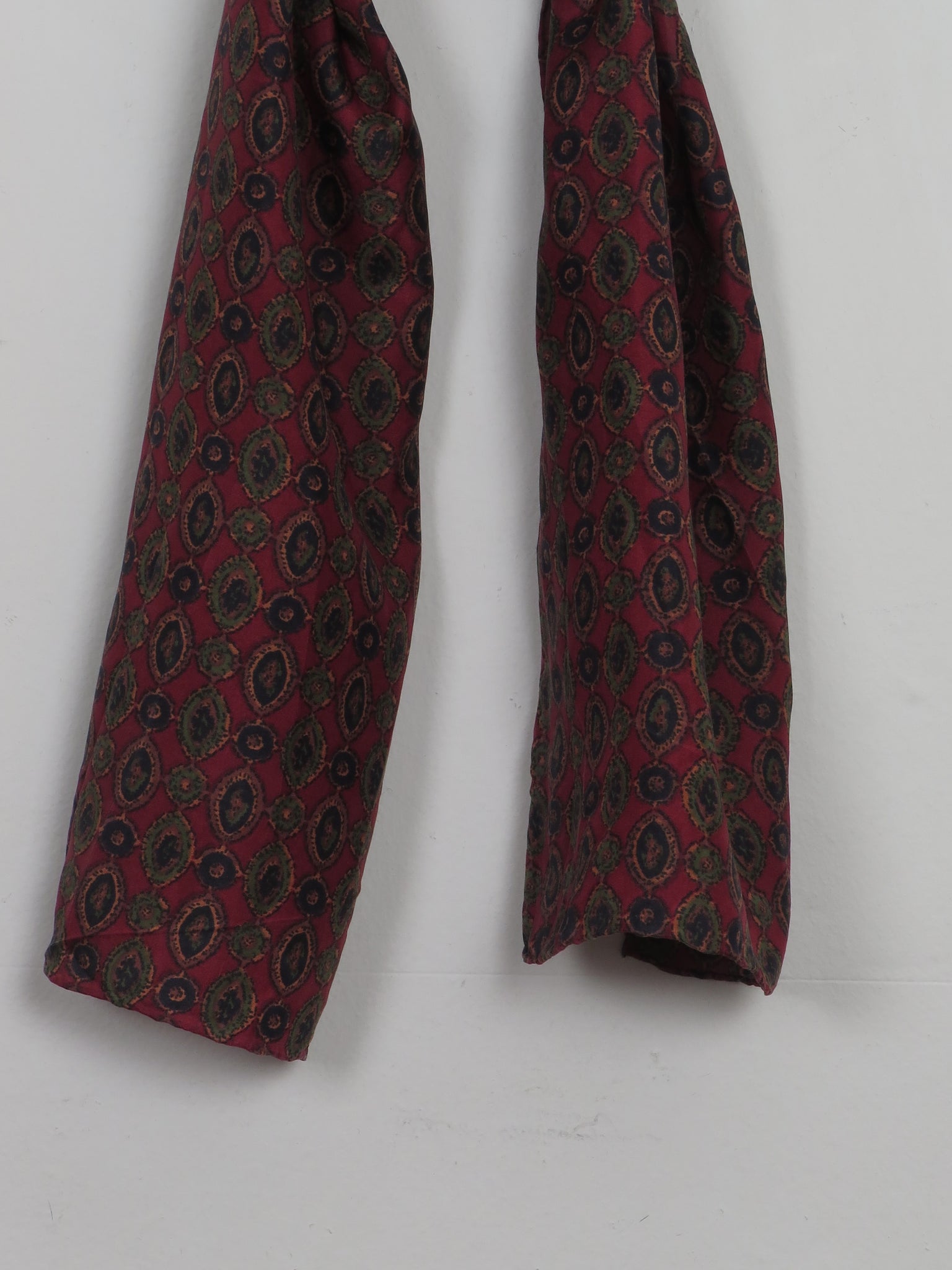 Men's Vintage Wine Patterned Silk Scarf - The Harlequin