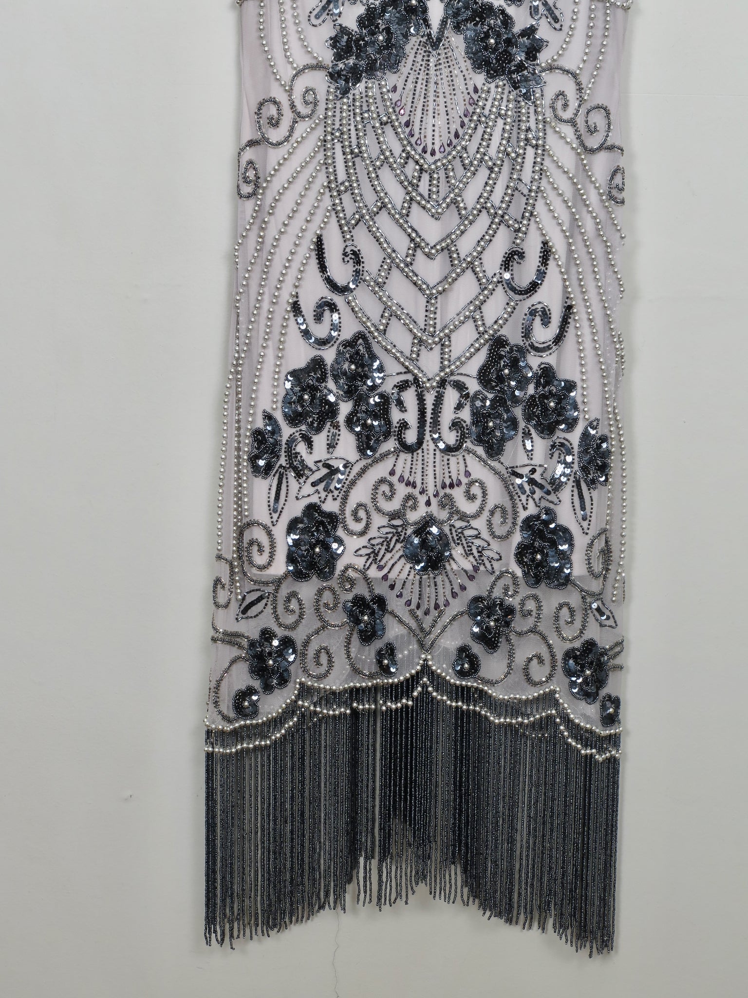 Vintage 1920s Style Grey & Mauve Beaded Dress - The Harlequin